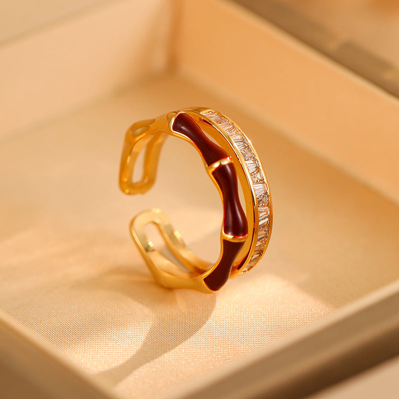 Golden Whisper – Zircon Bamboo Ring