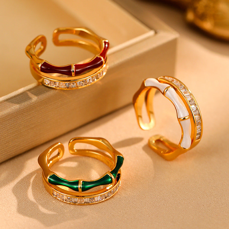 Golden Whisper – Zircon Bamboo Ring