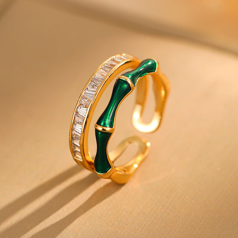 Golden Whisper – Zircon Bamboo Ring